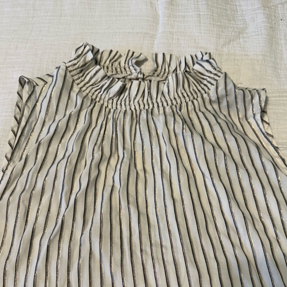 Banana Republic Striped Sleeveless Top - White and Gold